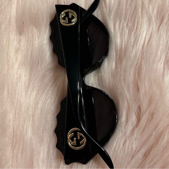 GUCCI HOLLYWOOD FOREVER Avant Garde Embellished Black Logo Sunglasses Resort - Picture 8 of 16